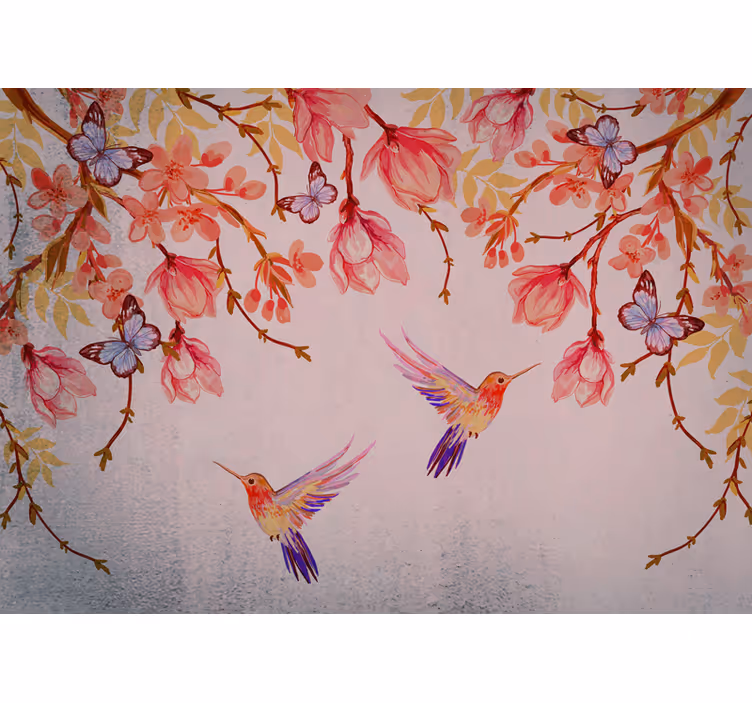Raambekleding slaapkamer magnolia en vogels chinese stijl - TenStickers