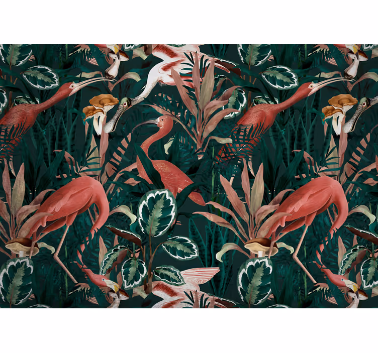 Raambekleding slaapkamer vintage tuin exotische vogels - TenStickers