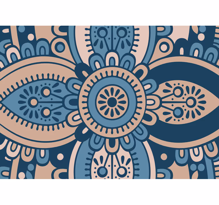 Raambekleding slaapkamer bloemen mandala blauw - TenStickers