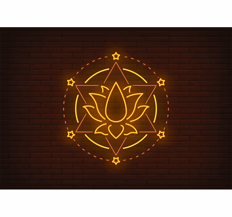 Raambekleding slaapkamer neon lotus - TenStickers