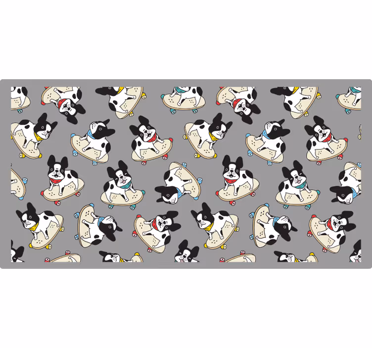 Rolgordijn grijs skateboardende bulldog - TenStickers