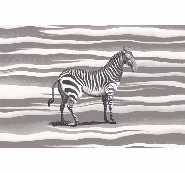 Rolgordijn grijs vintage zebra illustratie - TenStickers