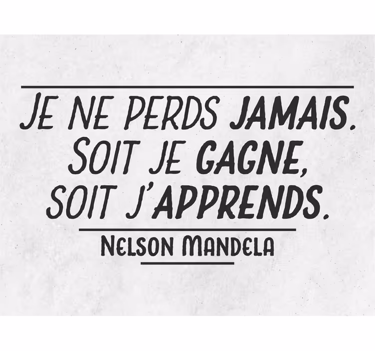 Rolgordijn grijs met quote mandela nooit verliezen - TenStickers