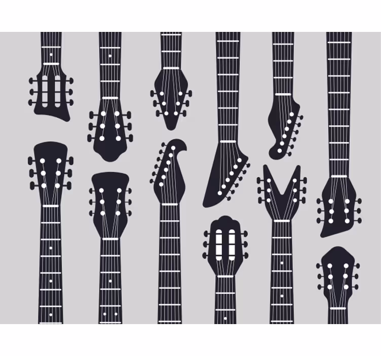 Rolgordijn grijs gitaarhals silhouet rockmuziek - TenStickers