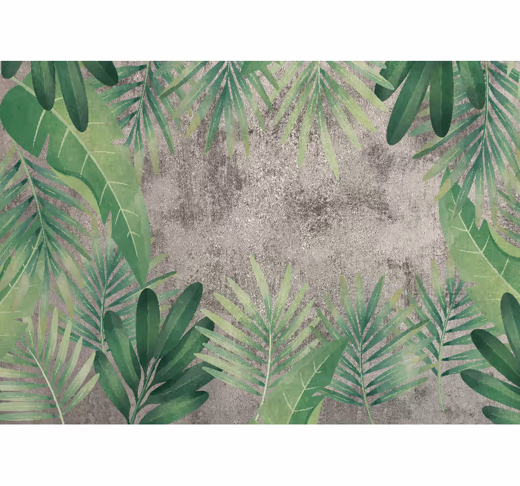 Raambekleding slaapkamer tropische planten op betonlook - TenStickers