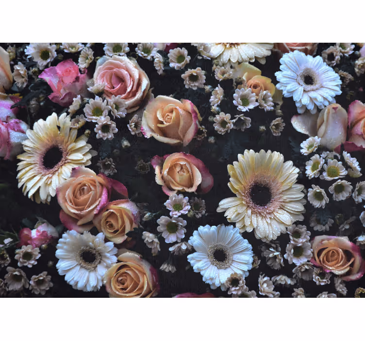 Raambekleding slaapkamer elegante stijl grote bloemen - TenStickers