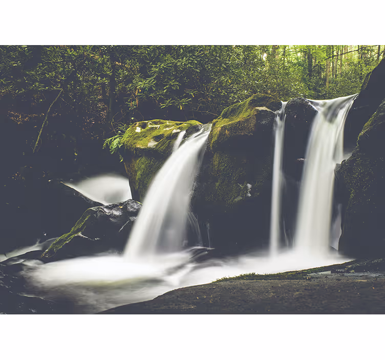 Raambekleding slaapkamer waterval in het bos - TenStickers