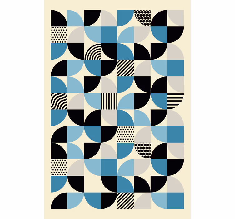 Rolgordijn woonkamer retro blauw bauhaus patroon - TenStickers