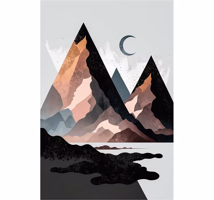 Rolgordijn woonkamer scandinavische geometrische bergen - TenStickers