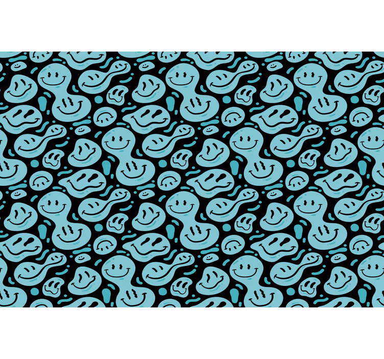 Raambekleding slaapkamer met zwarte en blauwe emoticons - TenStickers