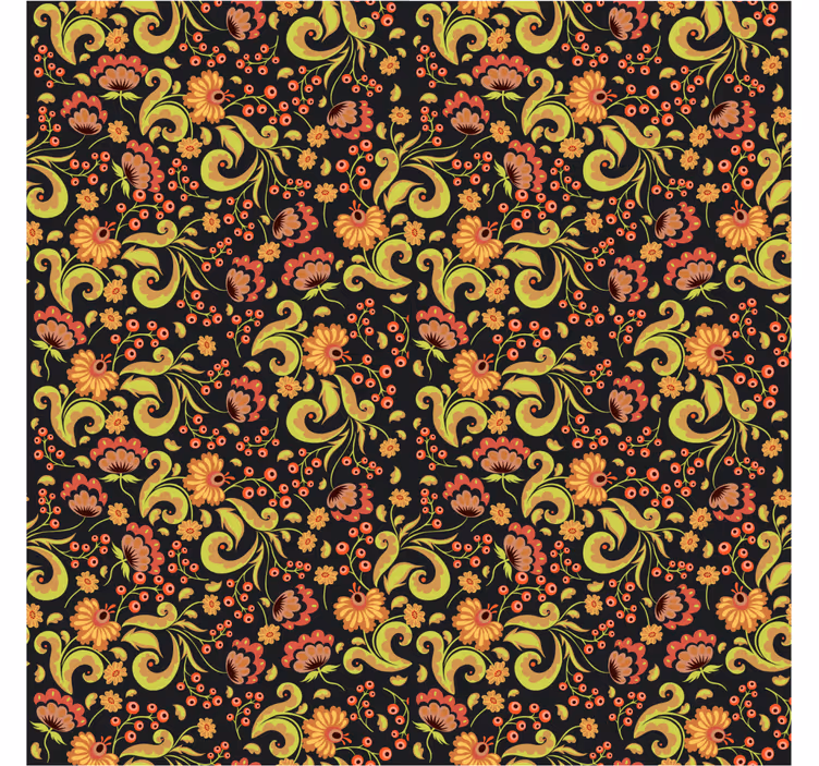 Raambekleding slaapkamer bloemen geel en rood russisch stijl - TenStickers