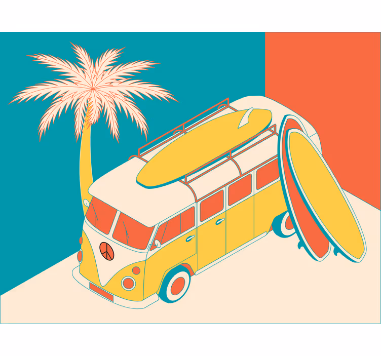 Raambekleding slaapkamer hippy mini bus - TenStickers