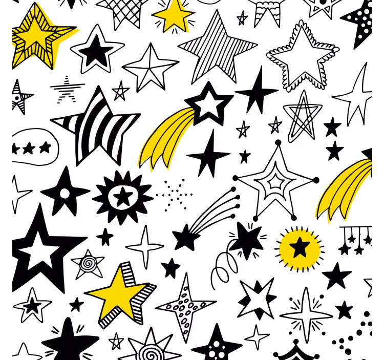 Raambekleding slaapkamer met doodle sterren - TenStickers
