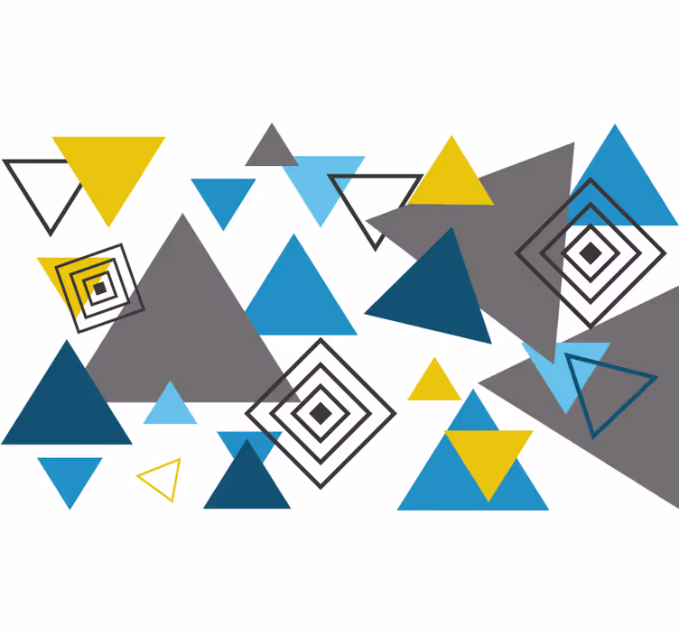 Raambekleding slaapkamer blauw en geel nordisch patroon - TenStickers