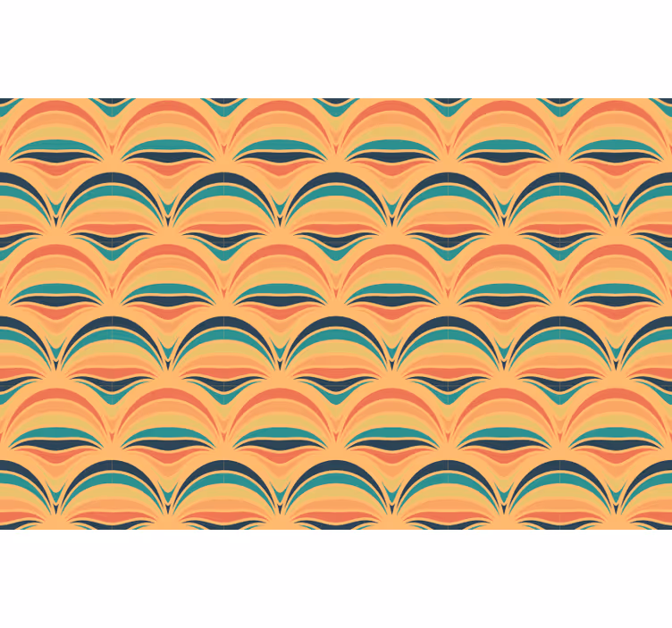 Raambekleding slaapkamer 70's oranje lijnen - TenStickers
