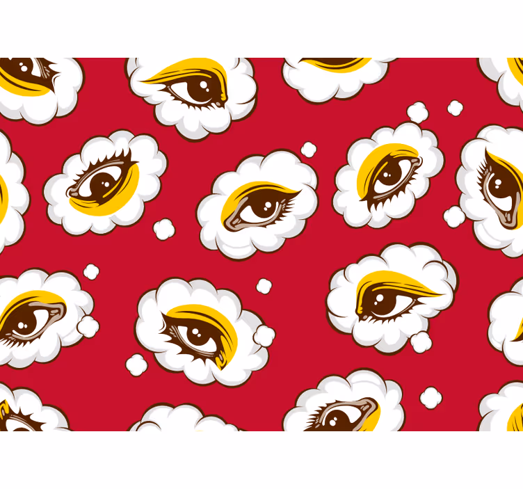 Raambekleding slaapkamer 70's ogen patroon - TenStickers