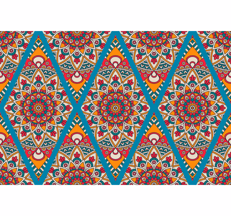 Raambekleding slaapkamer met kleurrijk vintage patroon - TenStickers