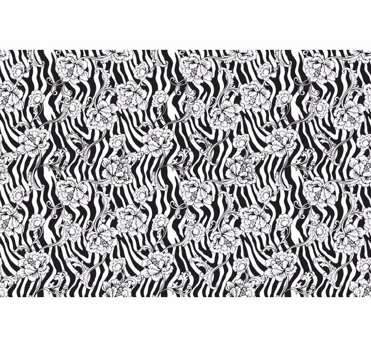 Raambekleding slaapkamer zebra en bloemen - TenStickers