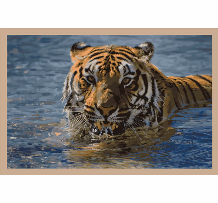 Raambekleding slaapkamer tiger zwemmen - TenStickers