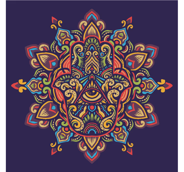 Raambekleding slaapkamer kleurrijke hand van fatima - TenStickers