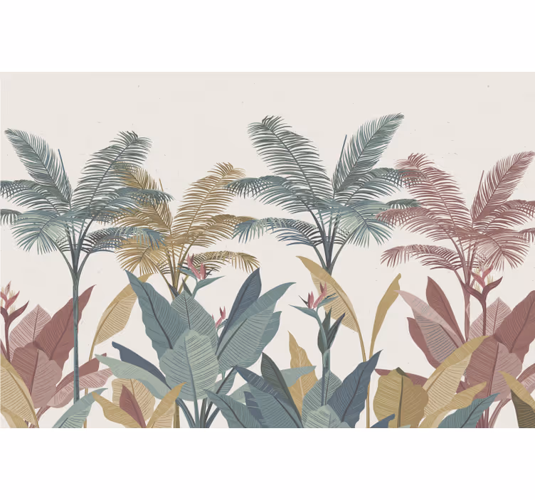 Raambekleding slaapkamer terracotta tropische planten - TenStickers