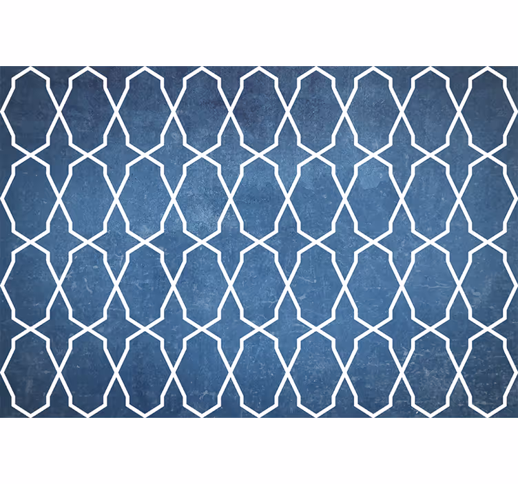 Raambekleding slaapkamer wit en blauw golvend diamantpatroon - TenStickers