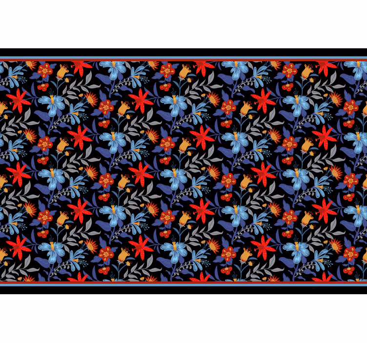 Raambekleding slaapkamer flowerprint 'tricot' zwart - TenStickers