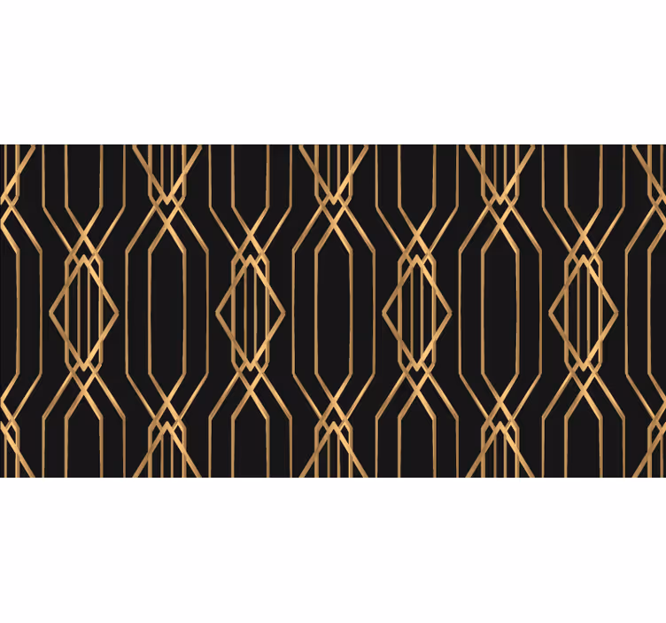 Raambekleding slaapkamer geometrisch zwart en goud vierkant - TenStickers