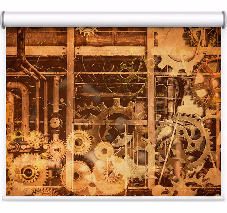 Raambekleding slaapkamer retro 3d industriële buizen goud - TenStickers