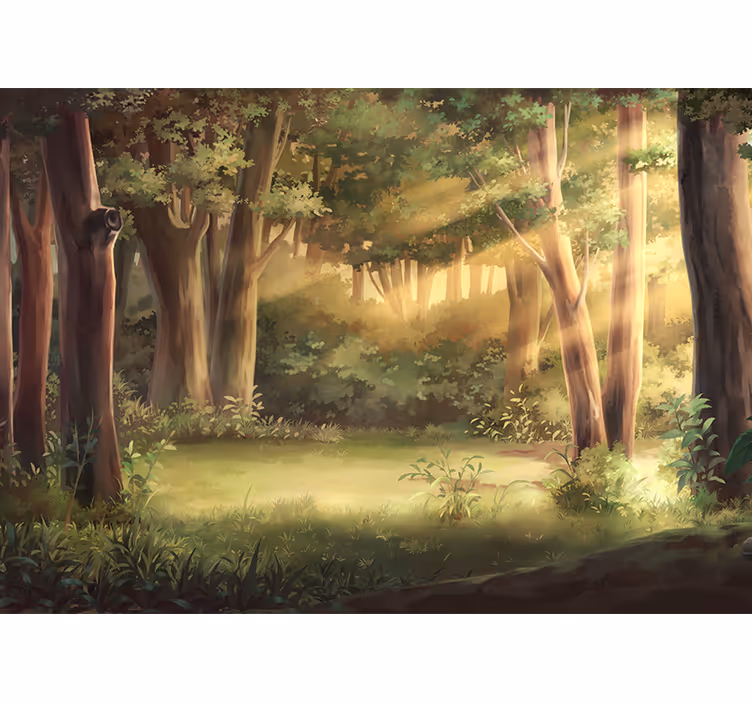 Raambekleding slaapkamer fantasy forest illustratie - TenStickers