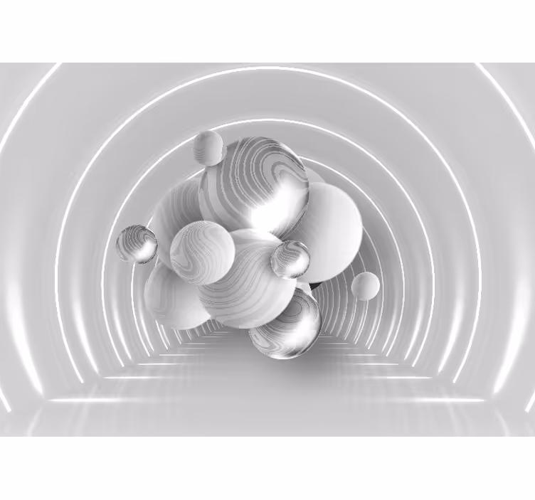 Wit rolgordijn met witte ballen op een tunnel - TenStickers