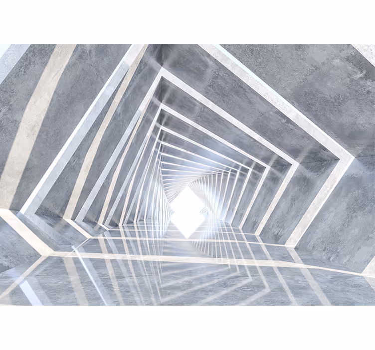 Wit rolgordijn 3d geometrische tunnel - TenStickers