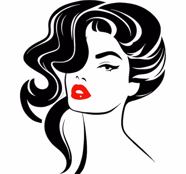 Wit rolgordijn mooie vrouw met rode lippen - TenStickers