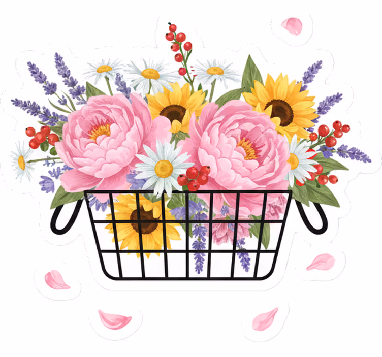 Rolgordijn woonkamer fancy flower basket - TenStickers