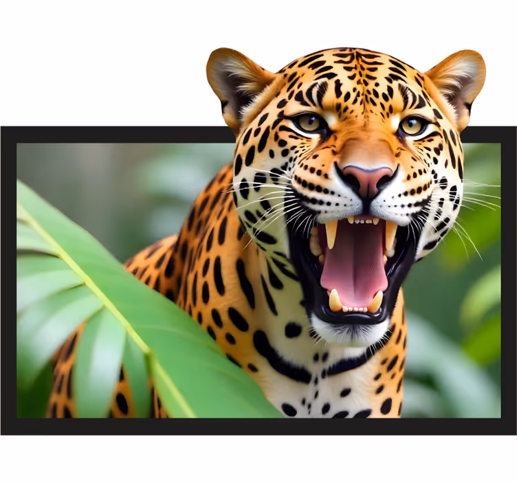 Rolgordijn woonkamer leopard in een lijst - TenStickers