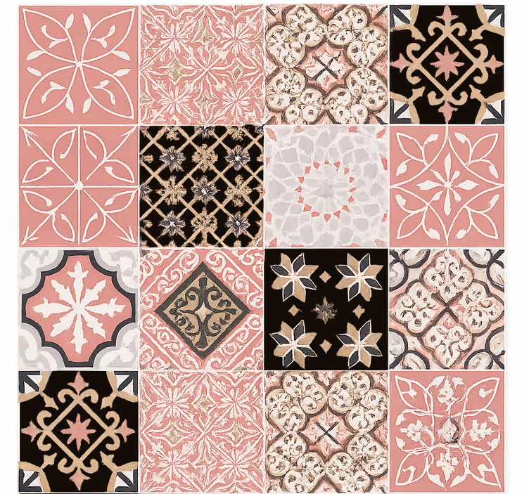 Rolgordijn woonkamer pink cement - TenStickers