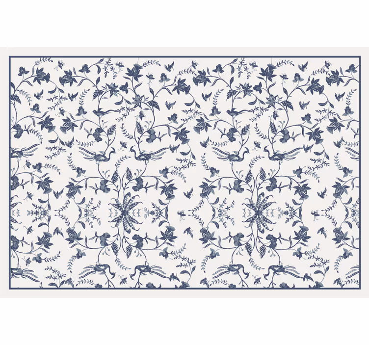Rolgordijn woonkamer botanisch blauw patroon - TenStickers