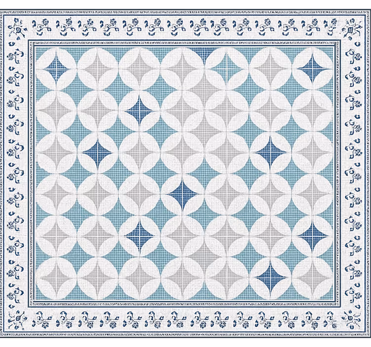 Rolgordijn woonkamer vintage blauwe tegellook - TenStickers
