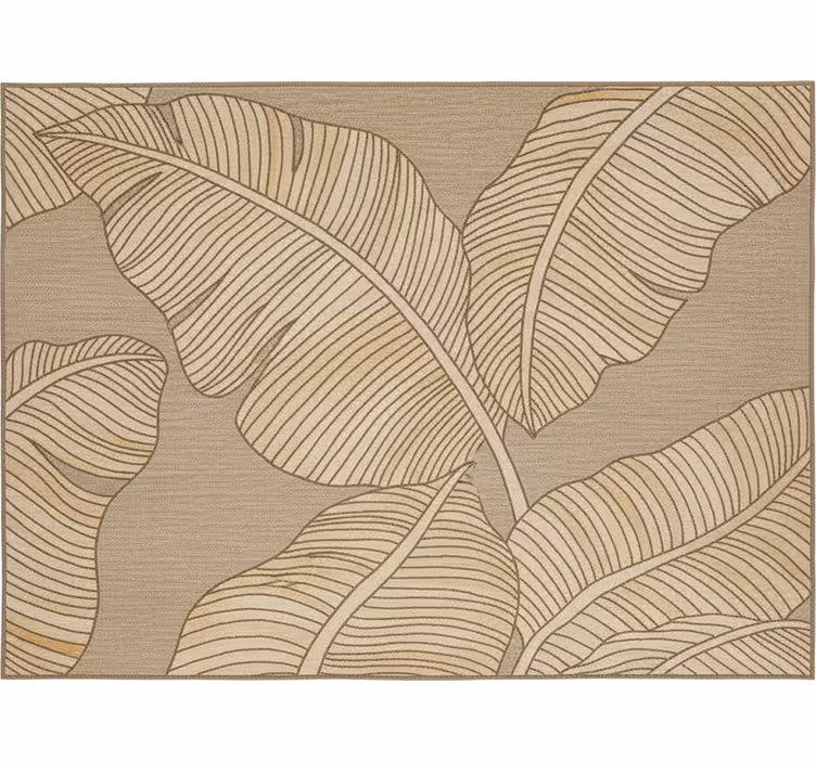 Rolgordijn woonkamer beige groot bladeren design - TenStickers