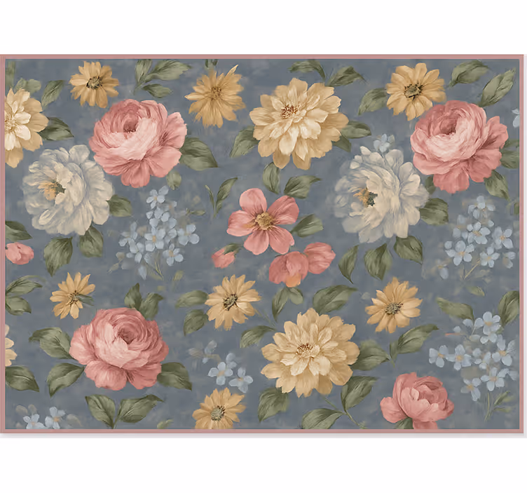 Rolgordijn woonkamer bloemenschilderij effect - TenStickers