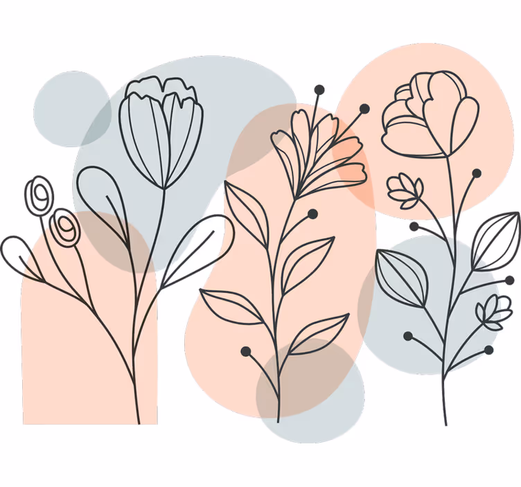 Raambekleding slaapkamer minimalistische bloemen - TenStickers