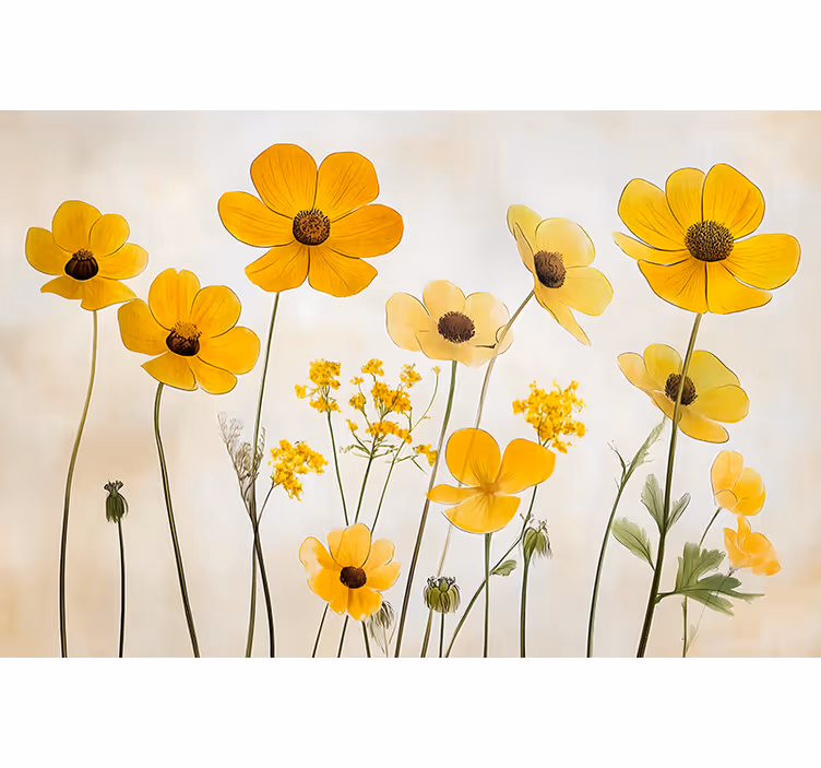 Raambekleding slaapkamer delicate helenium bloemen - TenStickers