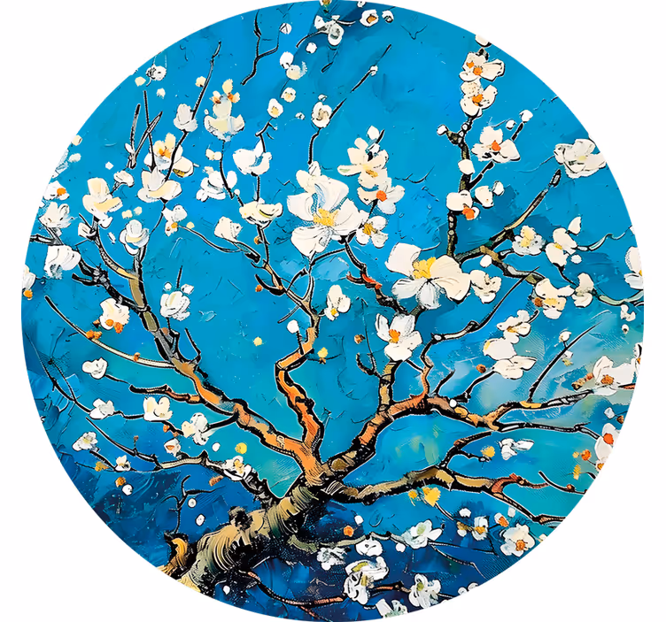 Raambekleding slaapkamer rond blauw bloemenpatroon - TenStickers