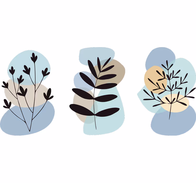 Raambekleding slaapkamer abstracte planten met kleurenringen - TenStickers
