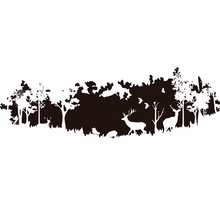 Raambekleding slaapkamer boslandschap silhouet - TenStickers
