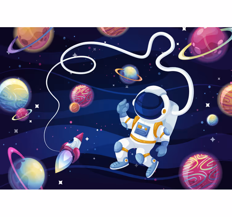 Rolgordijn kinderkamer astronauten en raketten - TenStickers
