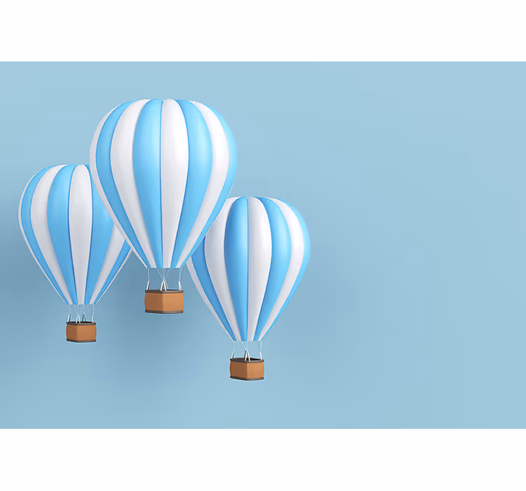 Rolgordijn kinderkamer luchtballon wit en blauw - TenStickers