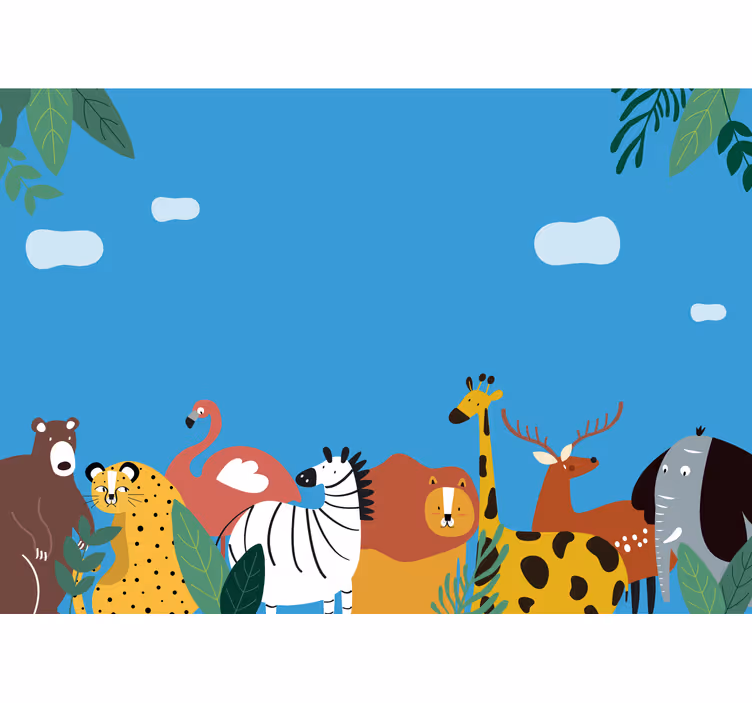 Rolgordijn kinderkamer verschillende dieren - TenStickers