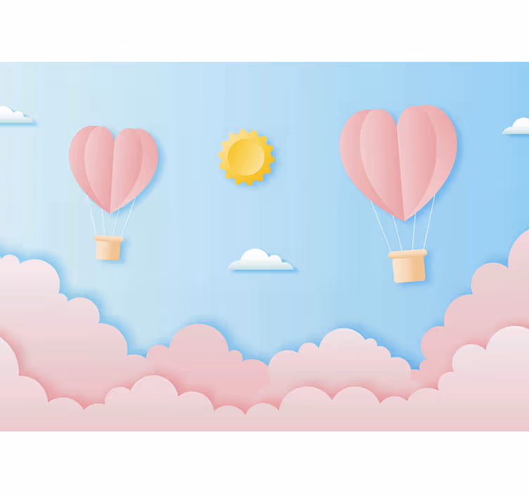 Rolgordijn kinderkamer papercut luchtballonnen ontwerp - TenStickers