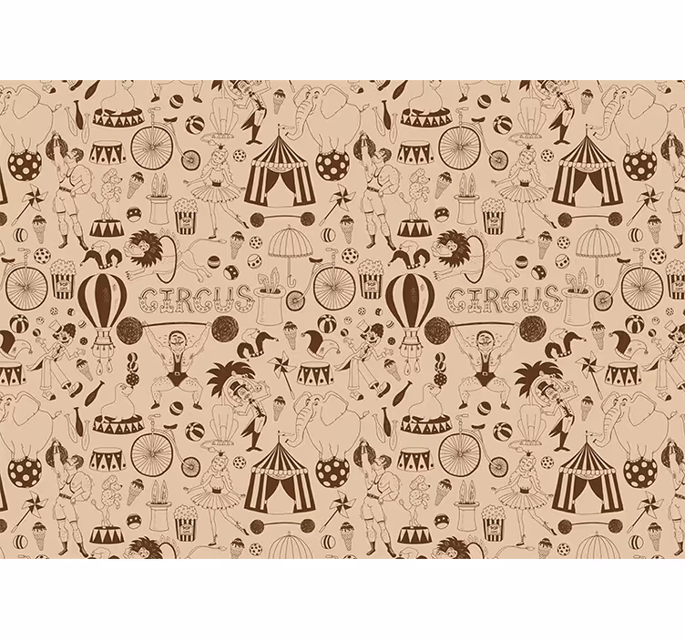 Rolgordijn kinderkamer retro bruin circus patroon - TenStickers